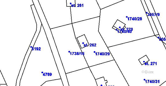 Parcela st. 262 v KÚ Staré Hobzí, Katastrální mapa
