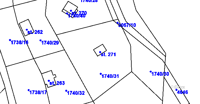 Parcela st. 271 v KÚ Staré Hobzí, Katastrální mapa