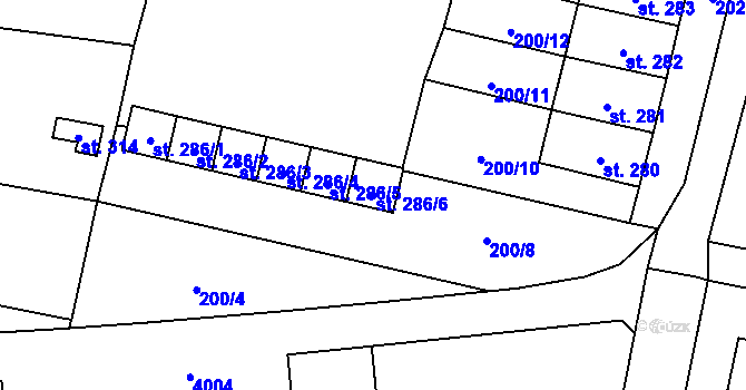Parcela st. 286/6 v KÚ Staré Hobzí, Katastrální mapa