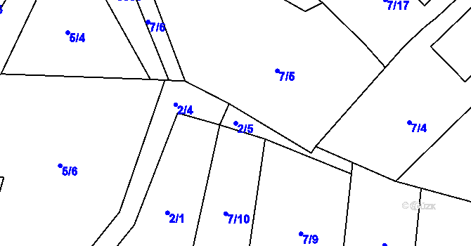 Parcela st. 2/5 v KÚ Staré Hobzí, Katastrální mapa