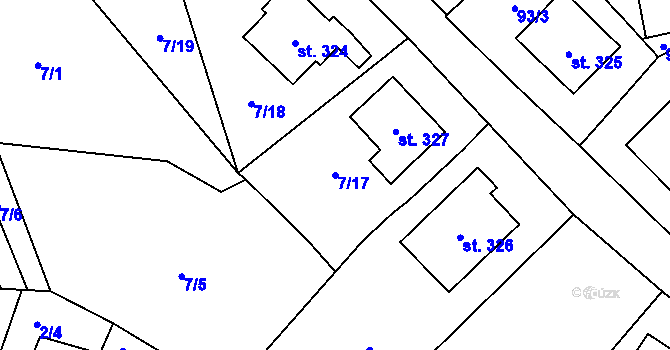 Parcela st. 7/17 v KÚ Staré Hobzí, Katastrální mapa