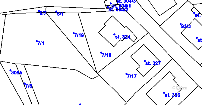 Parcela st. 7/18 v KÚ Staré Hobzí, Katastrální mapa