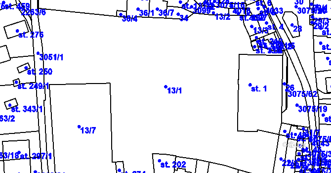 Parcela st. 13/1 v KÚ Staré Hobzí, Katastrální mapa