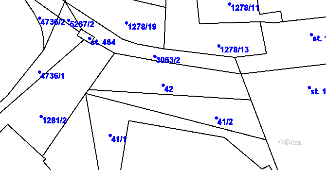 Parcela st. 42 v KÚ Staré Hobzí, Katastrální mapa