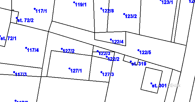 Parcela st. 122/3 v KÚ Staré Hobzí, Katastrální mapa