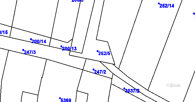 Parcela st. 252/5 v KÚ Staré Hobzí, Katastrální mapa