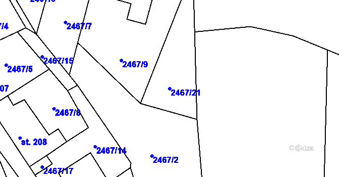 Parcela st. 2467/21 v KÚ Staré Hobzí, Katastrální mapa