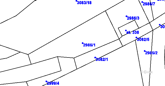 Parcela st. 2986/1 v KÚ Staré Hobzí, Katastrální mapa