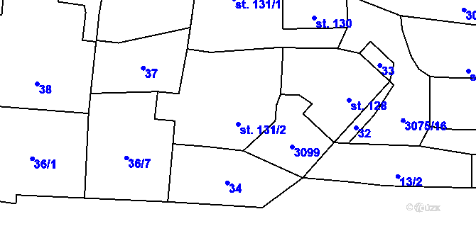 Parcela st. 131/2 v KÚ Staré Hobzí, Katastrální mapa