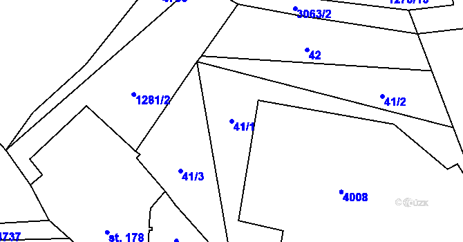 Parcela st. 41/1 v KÚ Staré Hobzí, Katastrální mapa