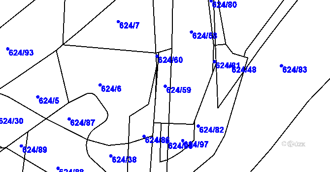Parcela st. 624/59 v KÚ Staré Hodějovice, Katastrální mapa