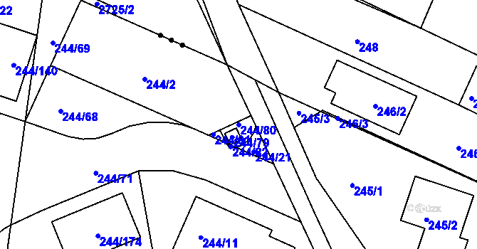 Parcela st. 244/80 v KÚ Staré Hodějovice, Katastrální mapa