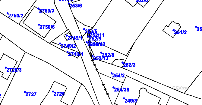 Parcela st. 252/8 v KÚ Staré Hodějovice, Katastrální mapa