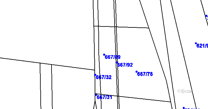 Parcela st. 667/89 v KÚ Staré Hodějovice, Katastrální mapa