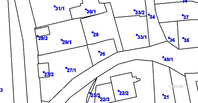 Parcela st. 26 v KÚ Staré Hodějovice, Katastrální mapa