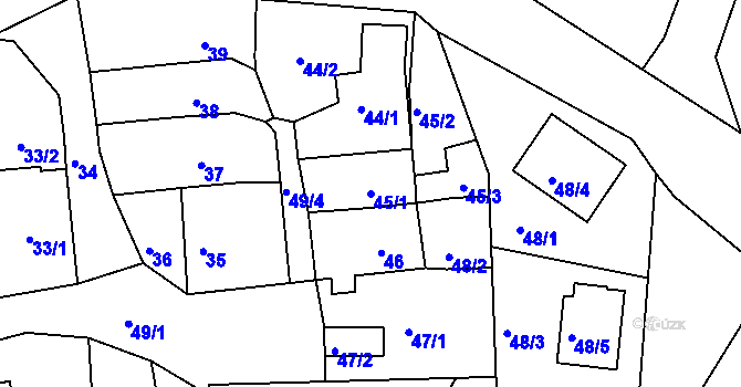 Parcela st. 45/1 v KÚ Staré Hodějovice, Katastrální mapa
