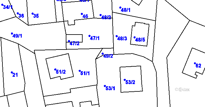 Parcela st. 49/2 v KÚ Staré Hodějovice, Katastrální mapa