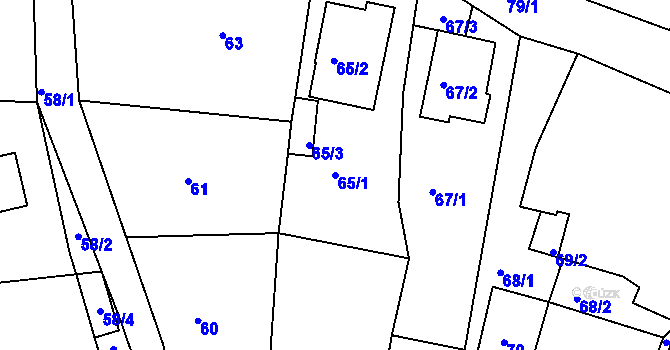 Parcela st. 65/1 v KÚ Staré Hodějovice, Katastrální mapa