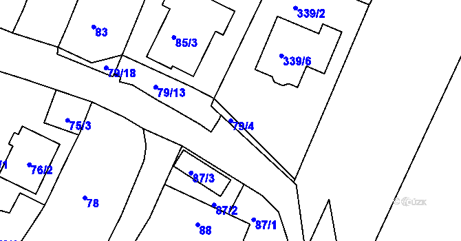 Parcela st. 79/4 v KÚ Staré Hodějovice, Katastrální mapa