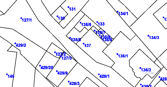 Parcela st. 137 v KÚ Staré Hodějovice, Katastrální mapa