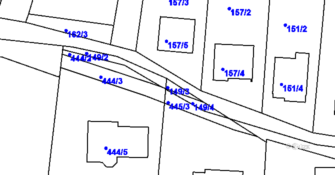 Parcela st. 149/3 v KÚ Staré Hodějovice, Katastrální mapa