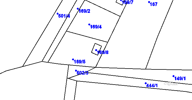 Parcela st. 169/8 v KÚ Staré Hodějovice, Katastrální mapa