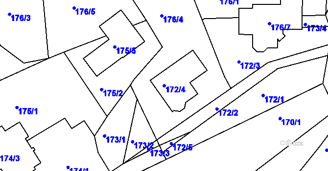 Parcela st. 172/4 v KÚ Staré Hodějovice, Katastrální mapa