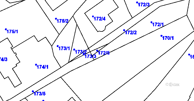 Parcela st. 172/5 v KÚ Staré Hodějovice, Katastrální mapa