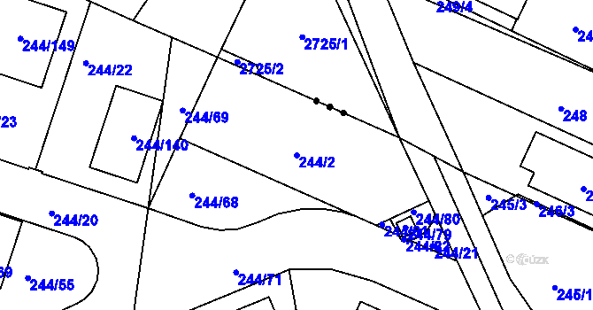 Parcela st. 244/2 v KÚ Staré Hodějovice, Katastrální mapa