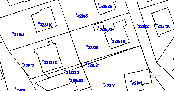 Parcela st. 328/6 v KÚ Staré Hodějovice, Katastrální mapa