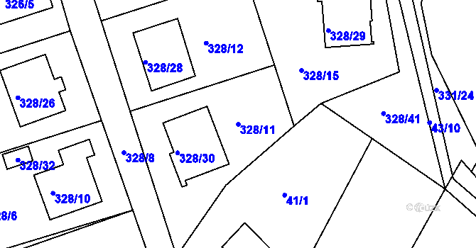 Parcela st. 328/11 v KÚ Staré Hodějovice, Katastrální mapa