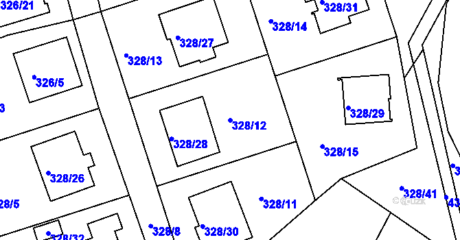 Parcela st. 328/12 v KÚ Staré Hodějovice, Katastrální mapa