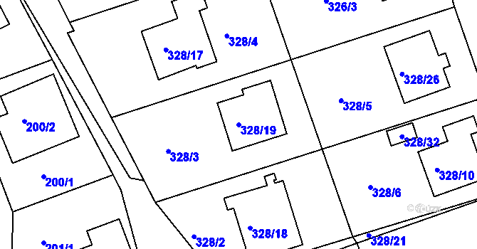 Parcela st. 328/19 v KÚ Staré Hodějovice, Katastrální mapa