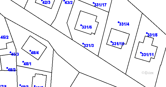 Parcela st. 331/3 v KÚ Staré Hodějovice, Katastrální mapa