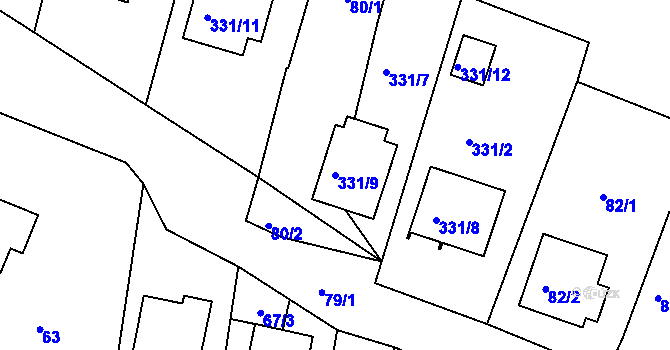 Parcela st. 331/9 v KÚ Staré Hodějovice, Katastrální mapa