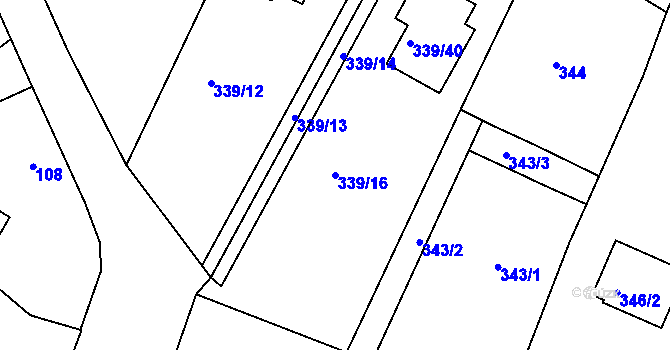 Parcela st. 339/16 v KÚ Staré Hodějovice, Katastrální mapa