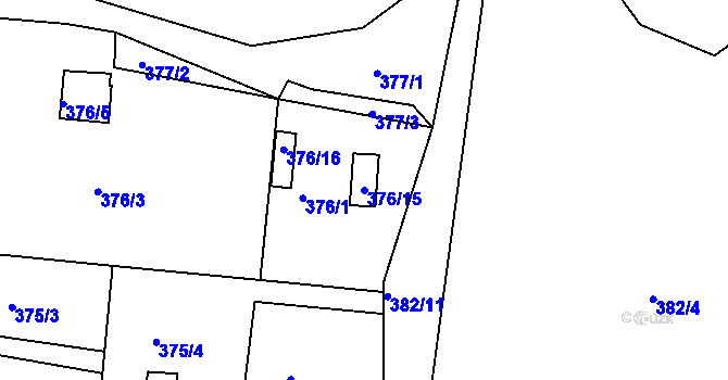 Parcela st. 376/15 v KÚ Staré Hodějovice, Katastrální mapa