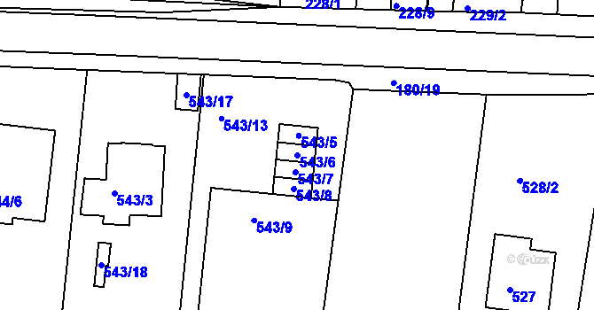 Parcela st. 543/6 v KÚ Staré Hodějovice, Katastrální mapa