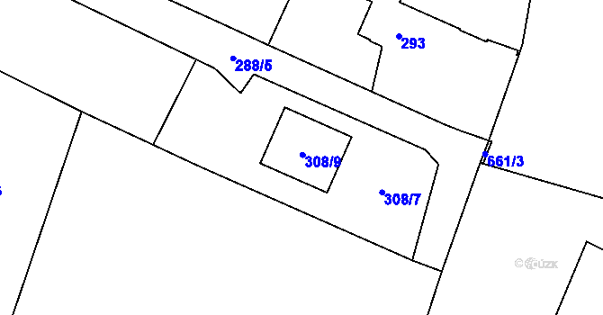 Parcela st. 308/7 v KÚ Staré Hodějovice, Katastrální mapa