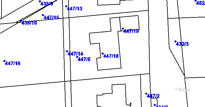 Parcela st. 447/18 v KÚ Staré Hodějovice, Katastrální mapa