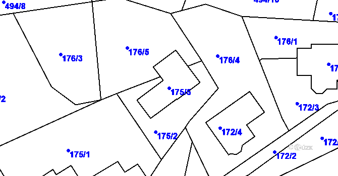 Parcela st. 175/5 v KÚ Staré Hodějovice, Katastrální mapa