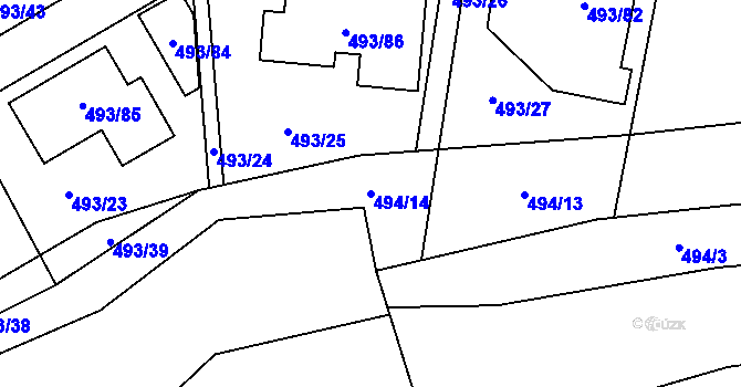Parcela st. 494/14 v KÚ Staré Hodějovice, Katastrální mapa