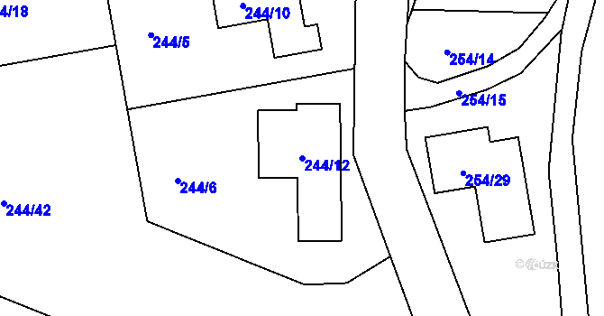 Parcela st. 244/12 v KÚ Staré Hodějovice, Katastrální mapa