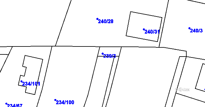 Parcela st. 239/3 v KÚ Staré Hodějovice, Katastrální mapa