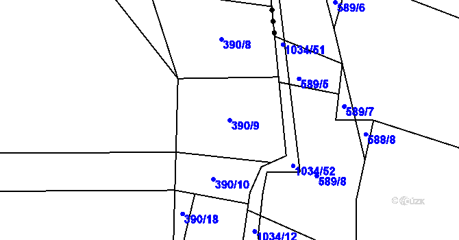 Parcela st. 390/9 v KÚ Staré Hodějovice, Katastrální mapa