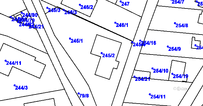 Parcela st. 245/2 v KÚ Staré Hodějovice, Katastrální mapa