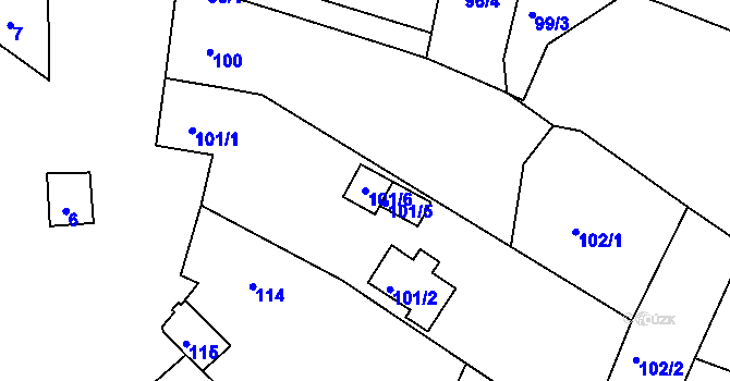 Parcela st. 101/6 v KÚ Staré Hodějovice, Katastrální mapa