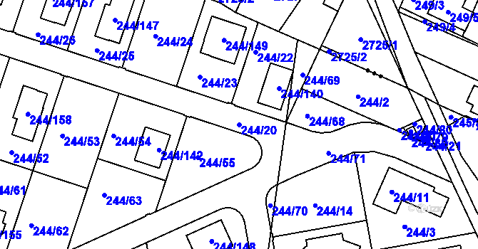 Parcela st. 244/20 v KÚ Staré Hodějovice, Katastrální mapa