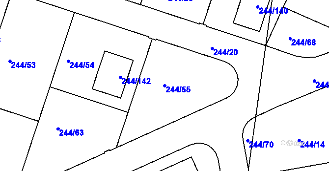 Parcela st. 244/55 v KÚ Staré Hodějovice, Katastrální mapa