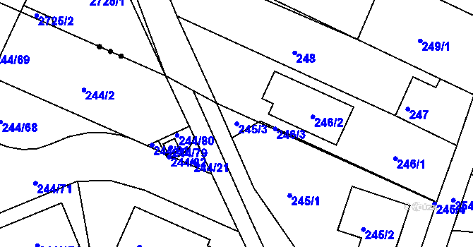 Parcela st. 245/3 v KÚ Staré Hodějovice, Katastrální mapa